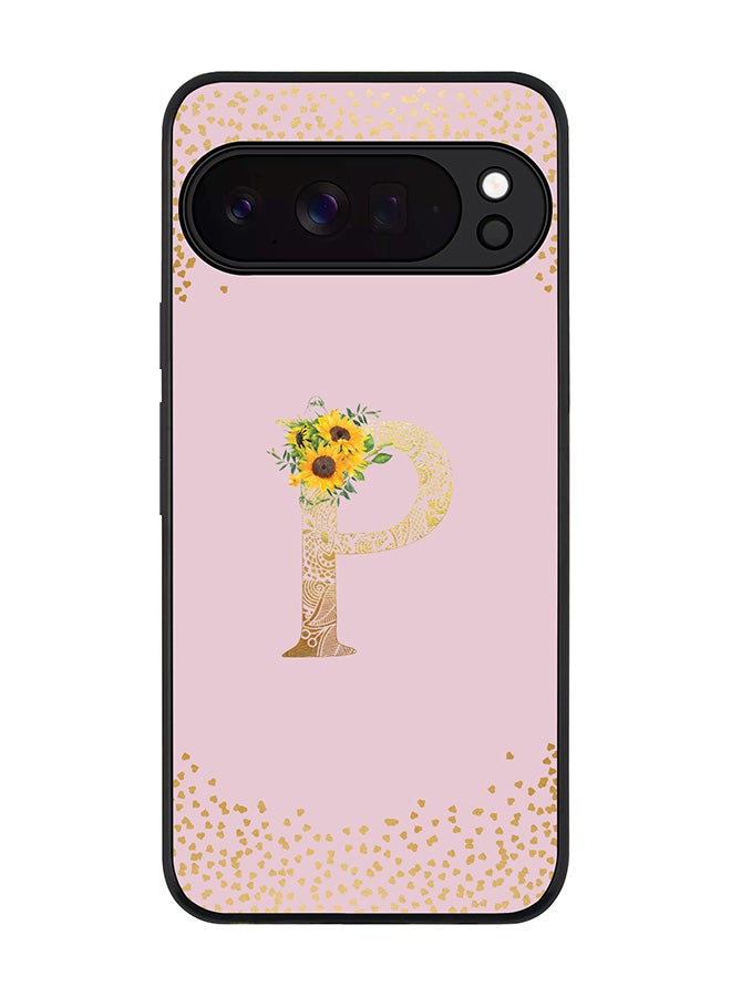 For Google Pixel 10 Pro Case,Slim fit Camera Protection, Shockproof Thin Phone cover  - Custom Floral Monogram - P  (Pink )